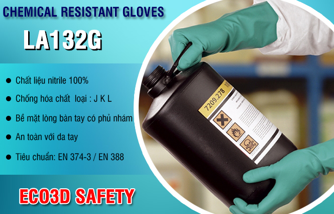 găng tay cao su LA132G có chống được hóa chất không
