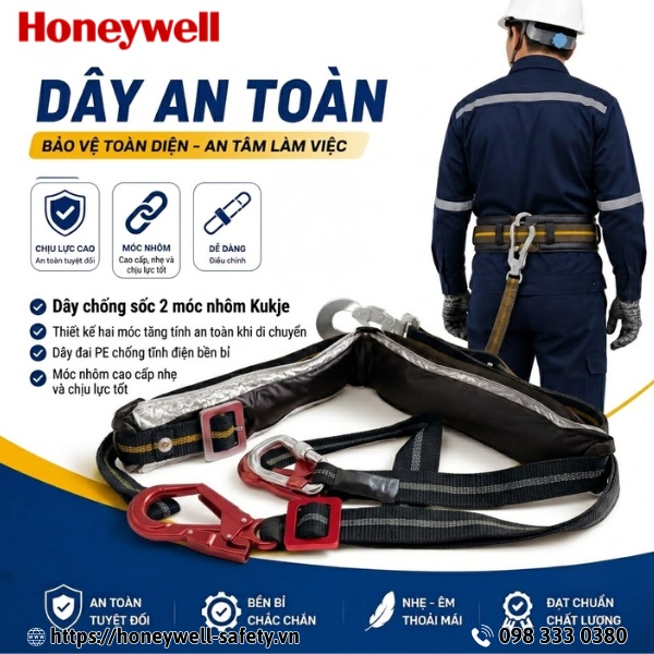 Dây chống sốc 2 móc nhôm Kukje chống tĩnh điện màu đỏ