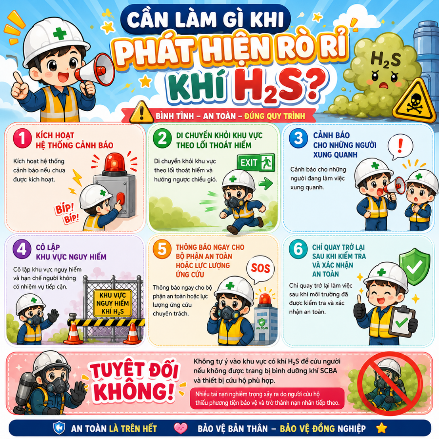 Cần làm gì khi phát hiện rò rỉ khí H₂S?