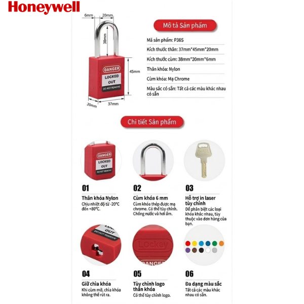 Ổ khóa an toàn cùm thép 38mm PROLOCKEY KD-P38A - Ảnh 4