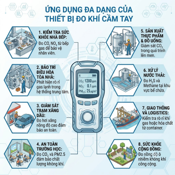 Ứng dụng thực tế của thiết bị đo khí cầm tay