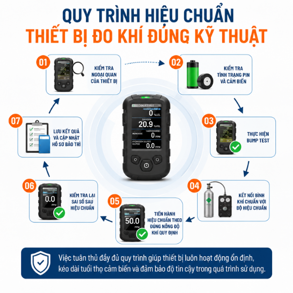 Quy trình hiệu chuẩn thiết bị đo khí đúng kỹ thuật