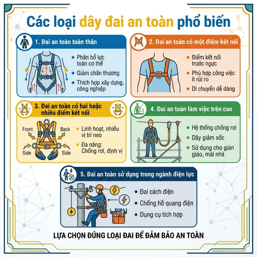 Các loại dây đai an toàn phổ biến