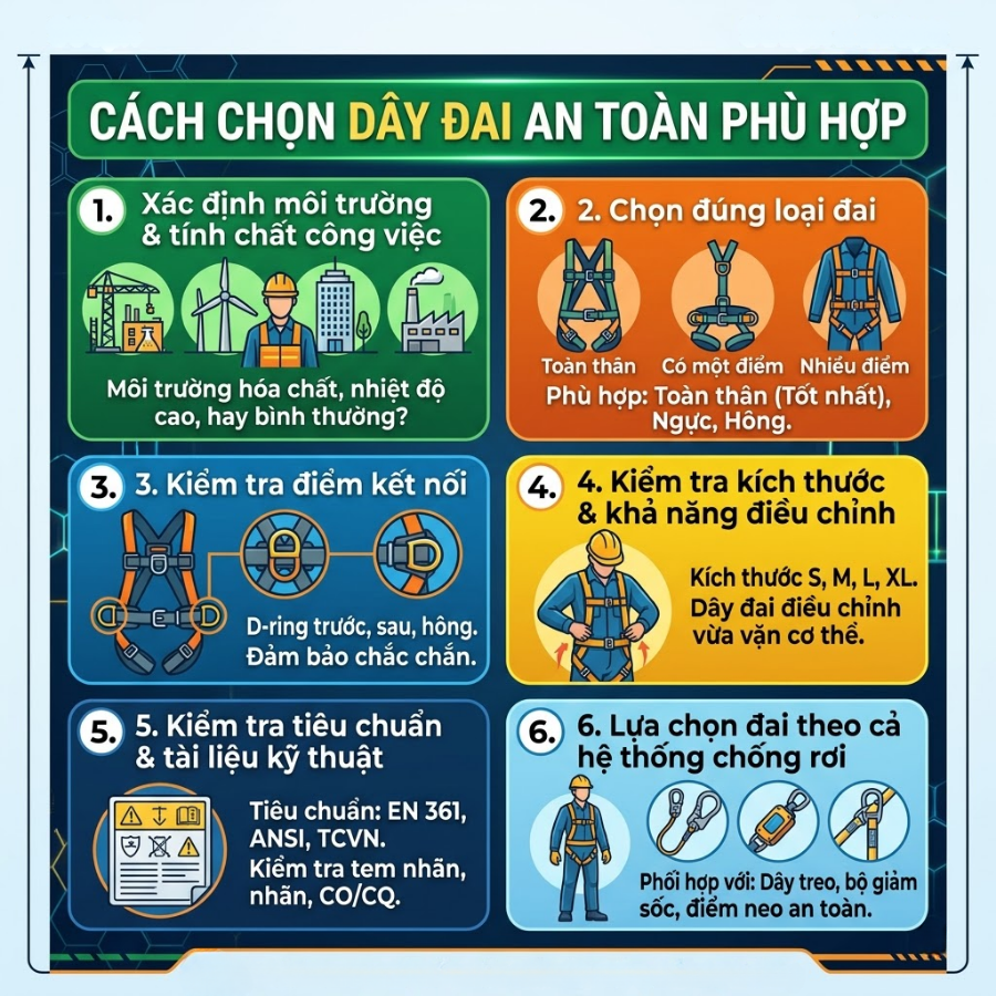 Cách chọn dây đai an toàn phù hợp