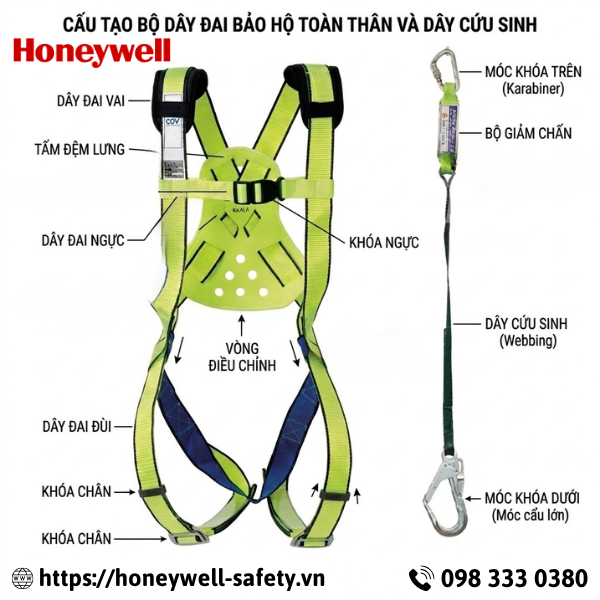 Dây đai an toàn toàn thân AL 1 móc sắt VINAB-A001-02