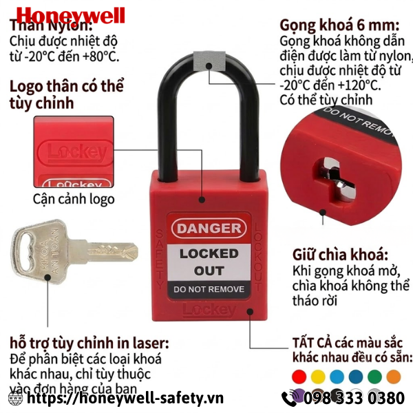 Khóa an toàn cùm nylon cách điện 6mm PROLOCKEY P38P