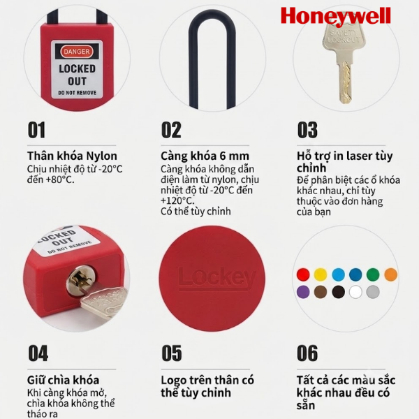 Khóa an toàn cùm nylon cách điện 6mm PROLOCKEY P76P
