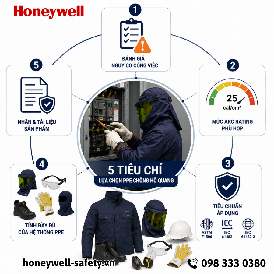 Các tiêu chí cần kiểm tra khi lựa chọn PPE chống hồ quang  
