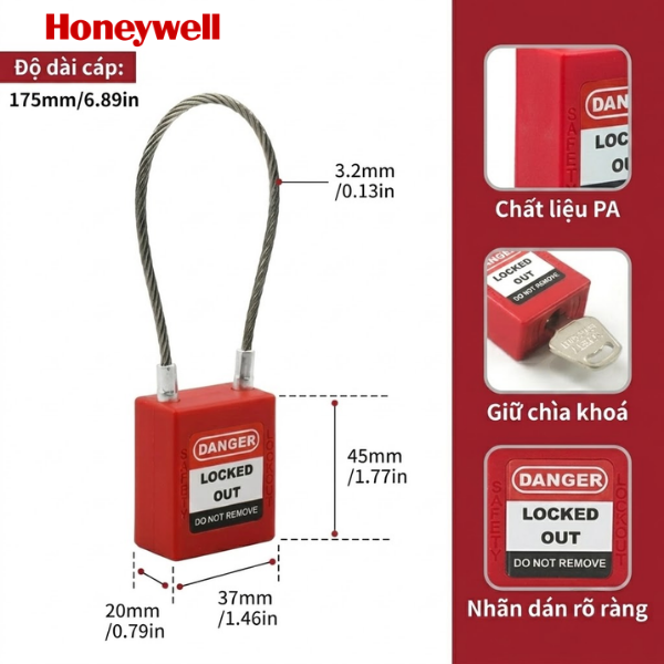 Ổ khóa LOTO cáp thép PROLOCKEY PC175D3.2