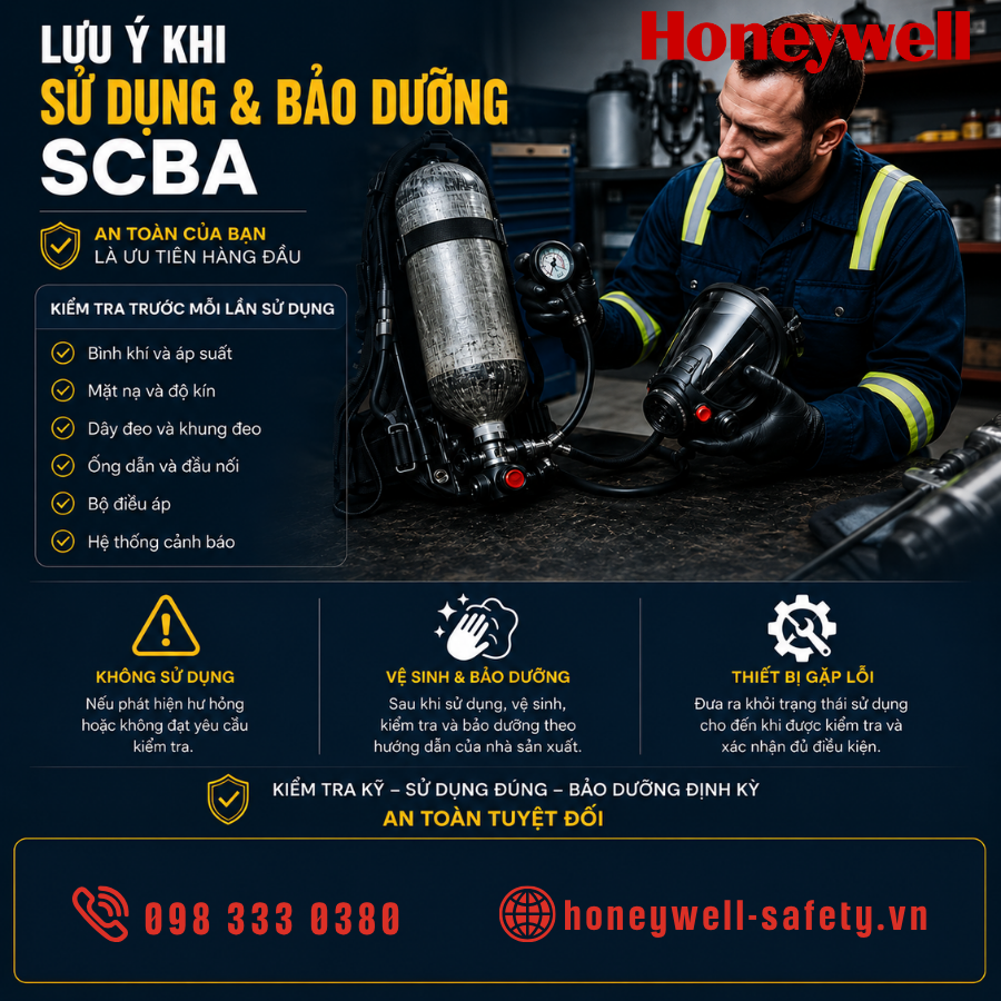Lưu ý khi sử dụng và bảo dưỡng SCBA
