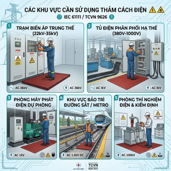Những nơi nên dùng thảm cách điện