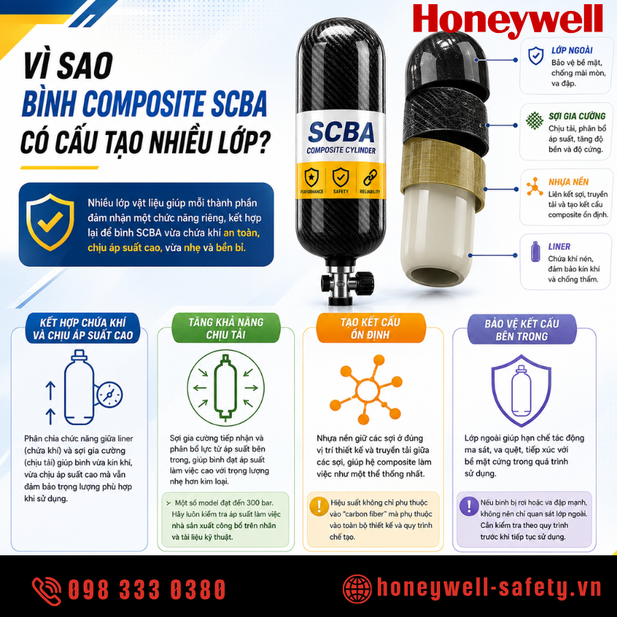 Vì sao bình Composite SCBA có cấu tạo nhiều lớp?
