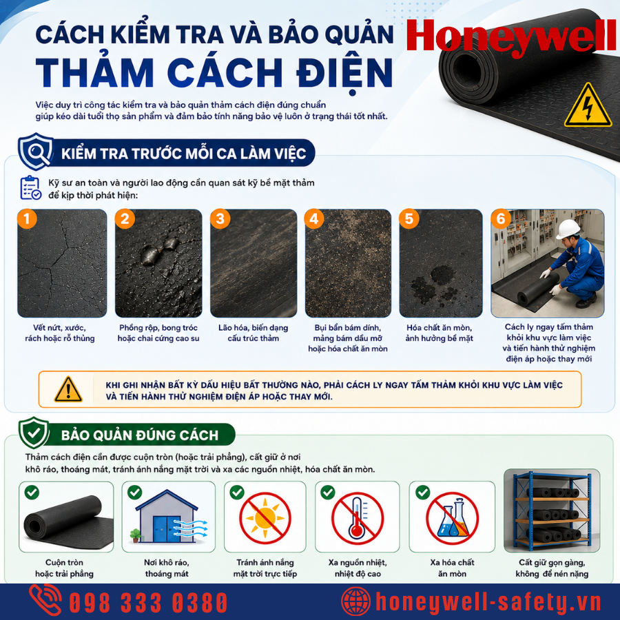 Cách kiểm tra và bảo quản thảm cách điện 