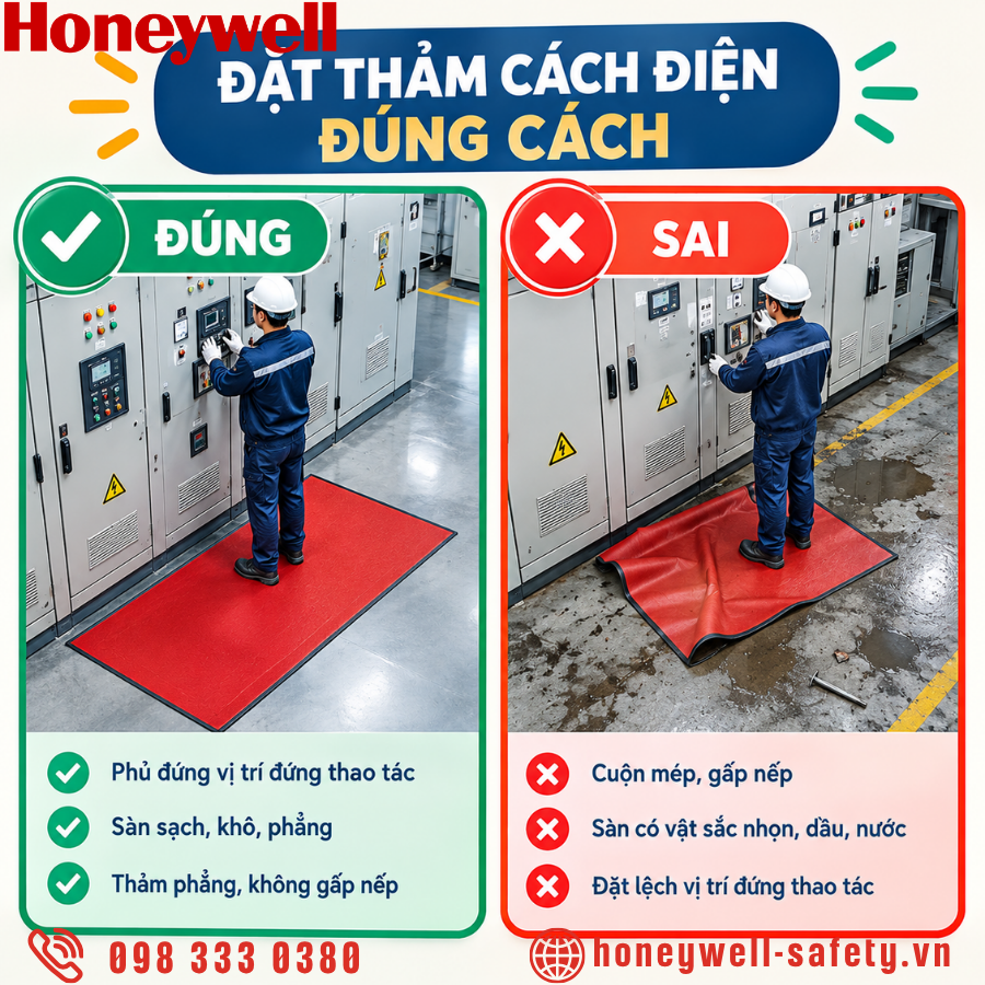 Đặt thảm cách điện đúng cách
