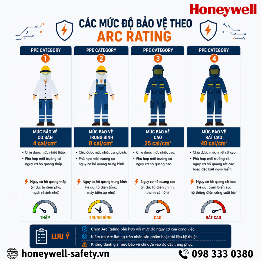Mức độ bảo vệ của bộ quần áo chống hồ quang