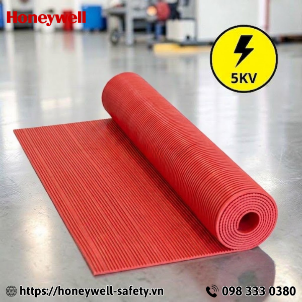 Thảm cách điện Kenji 5kV dày 3mm rãnh màu đỏ