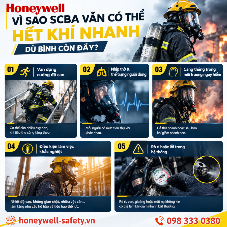 Vì sao SCBA vẫn có thể hết khí nhanh