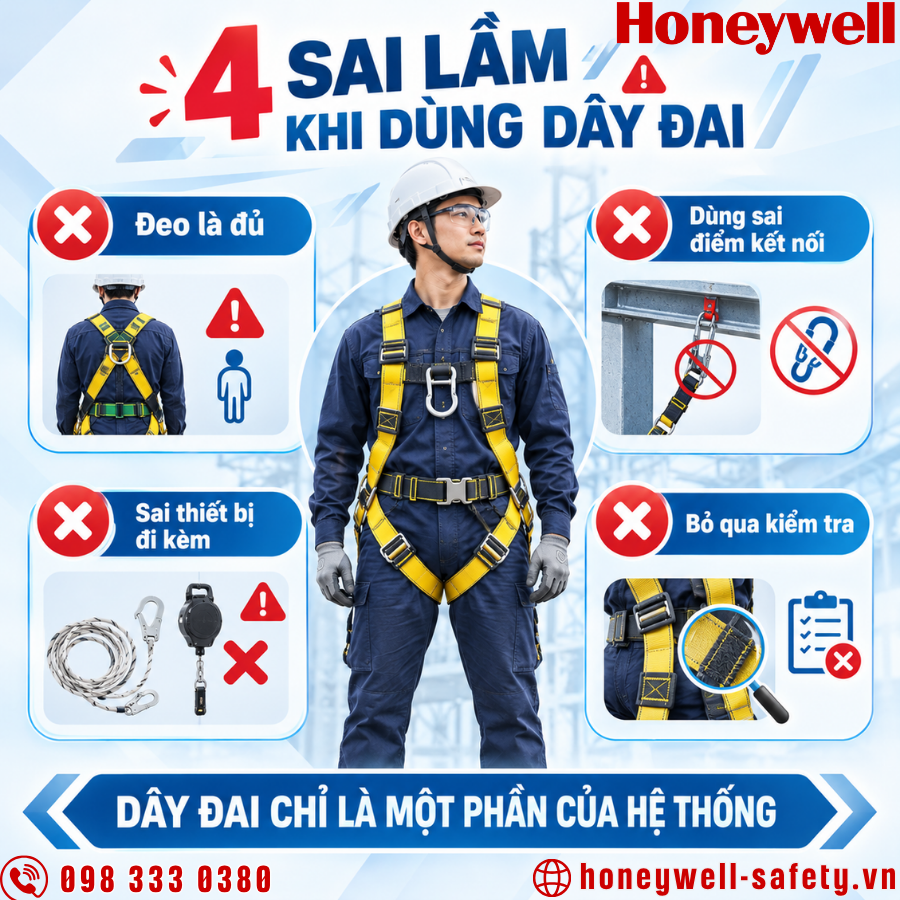 Những sai lầm thường gặp khi sử dụng dây đai toàn thân