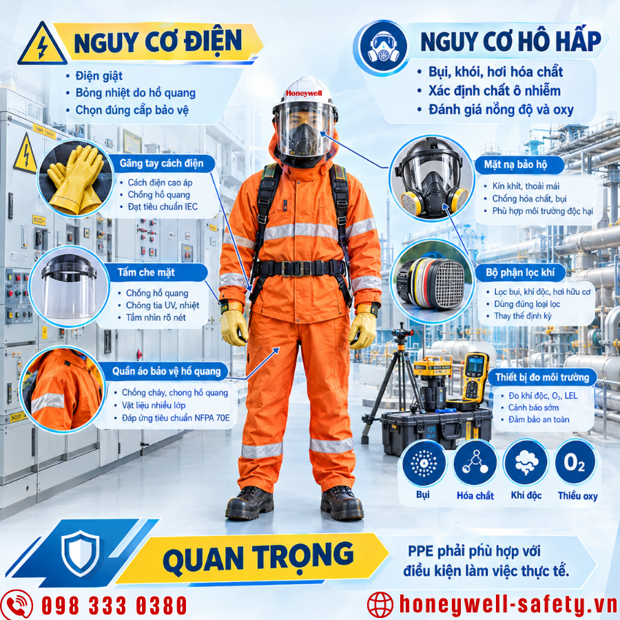 Khi công việc có nguy cơ tiếp xúc với hóa chất và nhiệt độ cao