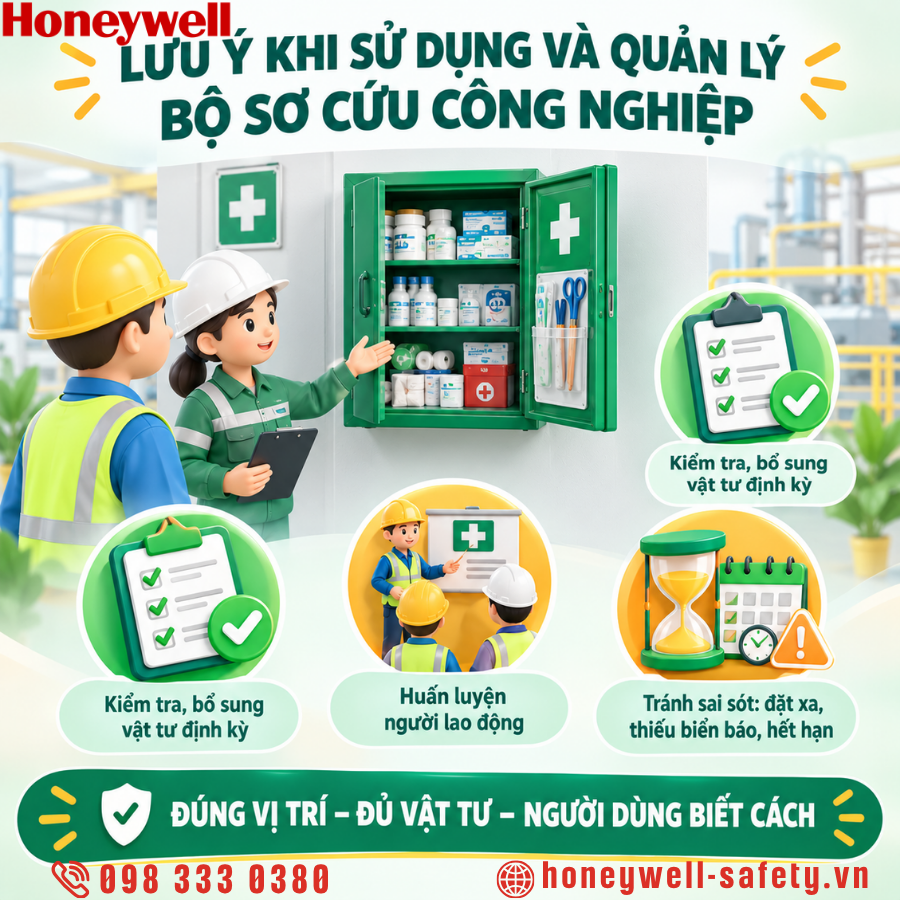 Những lưu ý khi sử dụng và quản lý bộ sơ cứu công nghiệp