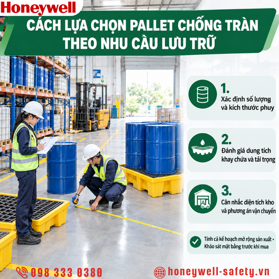 Cách lựa chọn pallet chống tràn theo nhu cầu lưu trữ