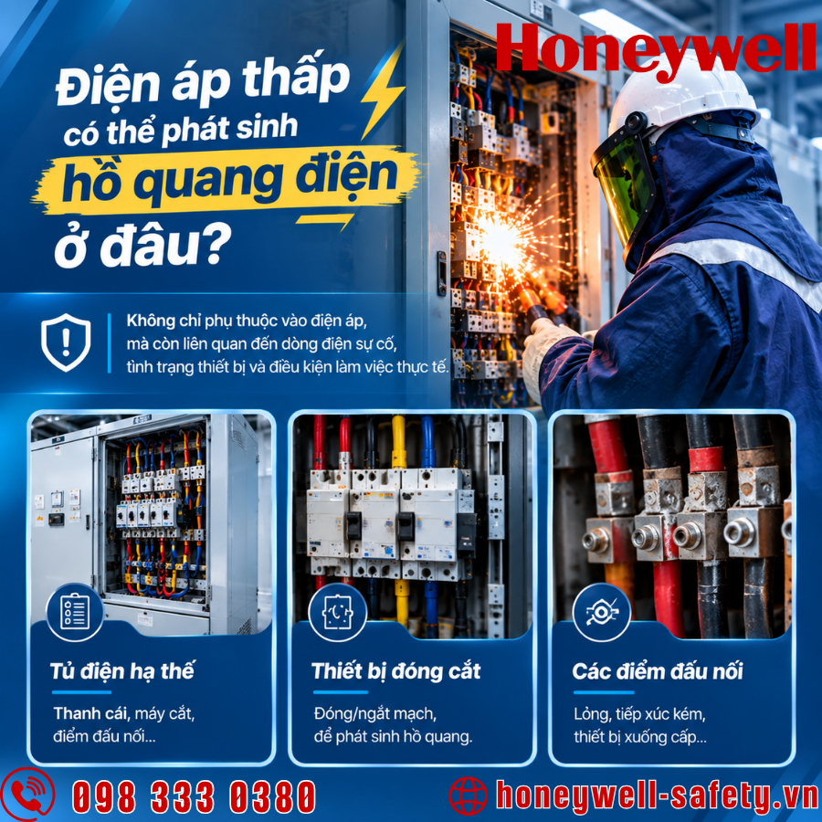 Điện áp thấp có thể phát sinh hồ quang điện ở đâu?
