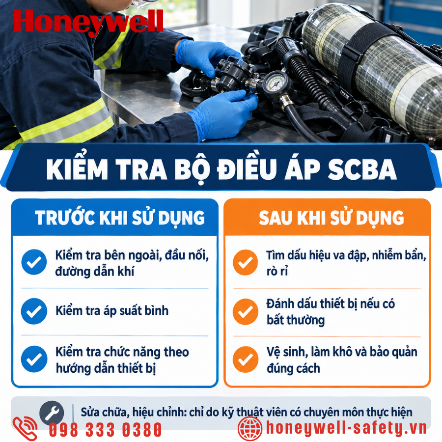 Kiểm tra bộ điều áp SCBA trước khi sử dụng