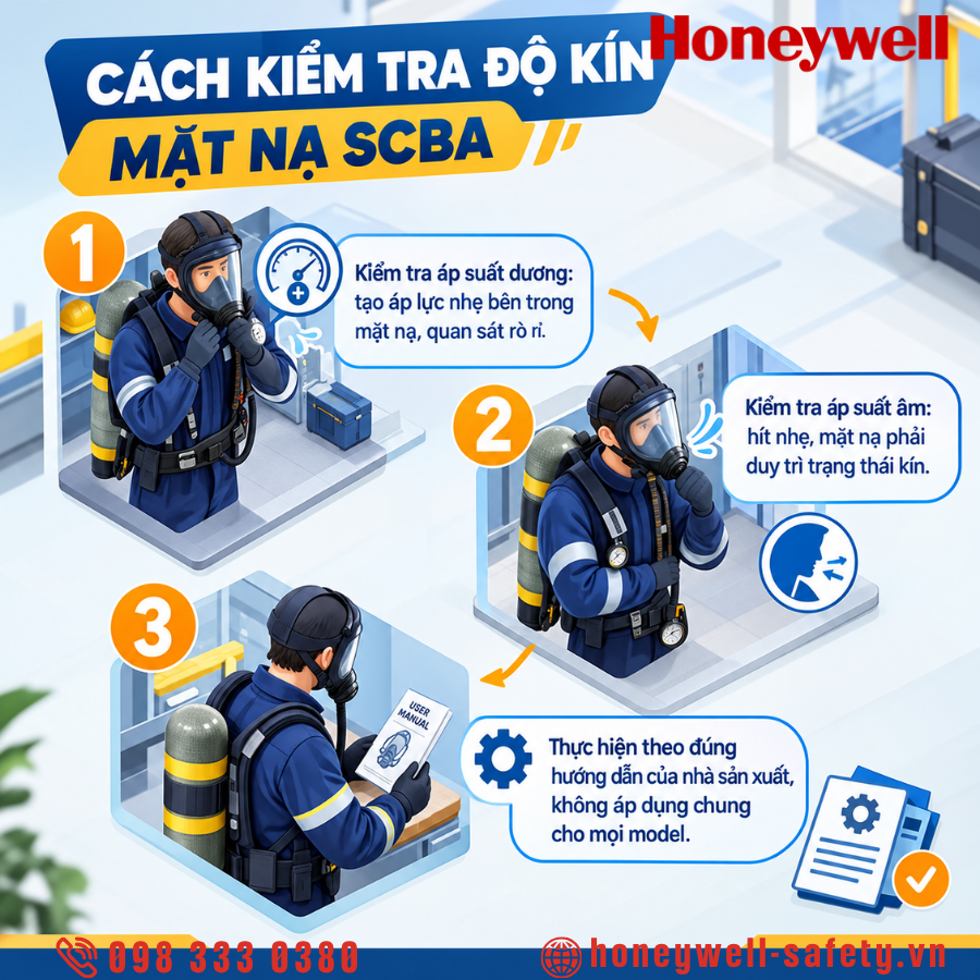 Cách kiểm tra mặt nạ SCBA không kín khít trước khi sử dụng