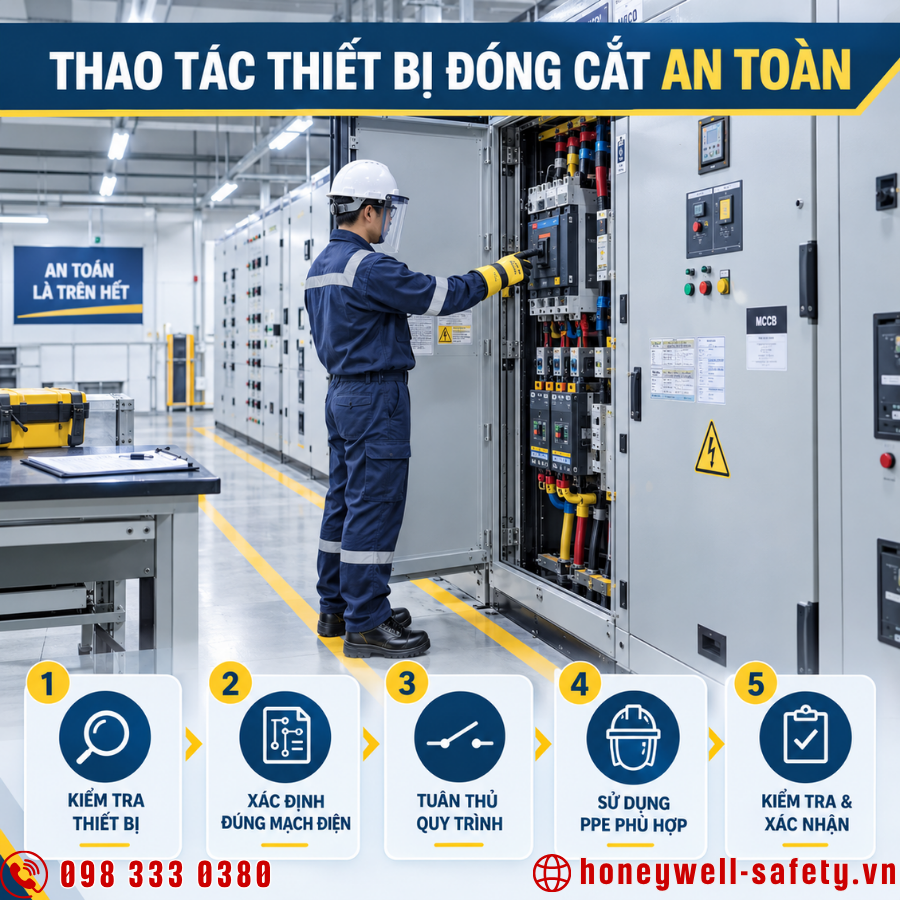Làm thế nào để thao tác thiết bị đóng cắt an toàn?