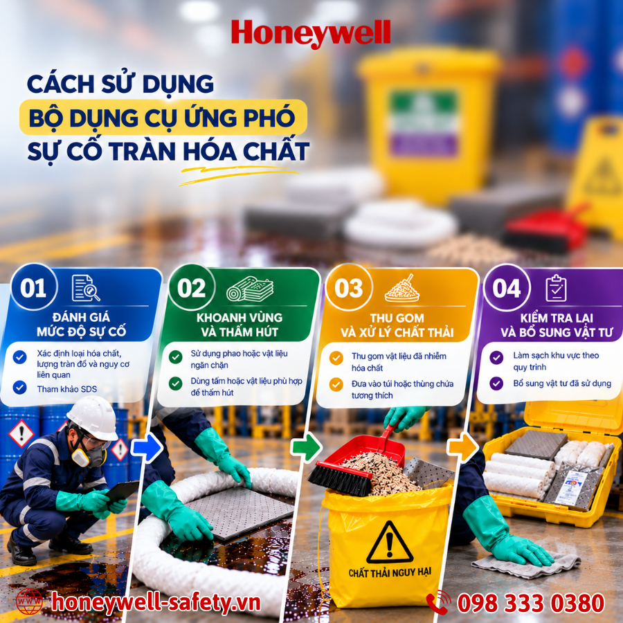 Những lưu ý khi lựa chọn và sử dụng bộ dụng cụ ứng phó sự cố tràn hóa chất