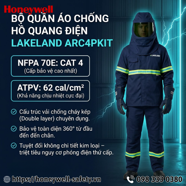 Bộ quần áo chống hồ quang điện Lakeland ARC4PKIT 62 Cal